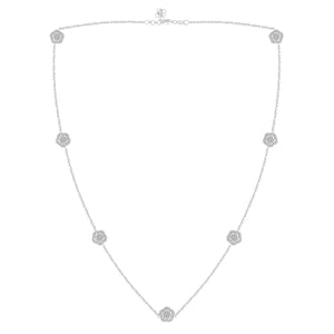 LADIES NECKLACE 3/4 CT ROUND DIAMOND 10K WHITE GOLD