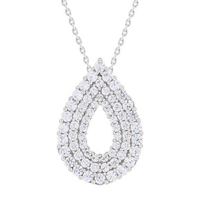 LADIES PENDANT WITH CHAIN 1 CT ROUND DIAMOND 14K WHITE GOLD (CHAIN INCLUDED)