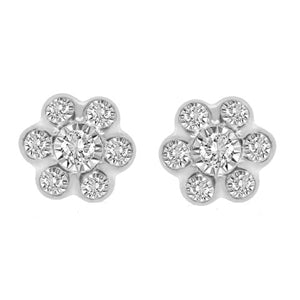 LADIES  EARRING 1/4 CT ROUND DIAMOND 10K WHITE GOLD