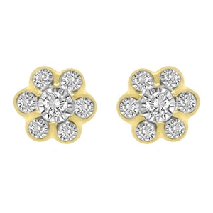 LADIES  EARRING 1/4 CT ROUND DIAMOND 10K YELLOW GOLD