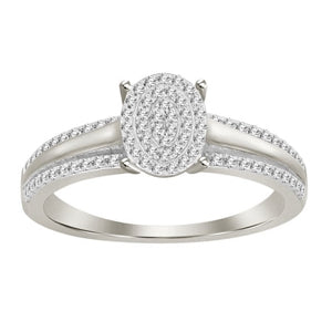 LADIES RING 1/5 CT ROUND DIAMOND 10K WHITE GOLD
