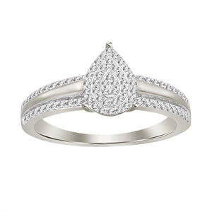 LADIES RING 1/5 CT ROUND DIAMOND 10K WHITE GOLD