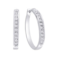 Thumbnail for 10K White Gold 1/2 Ct.Wt. Diamond Hoop Earrings