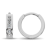 Thumbnail for 10K White Gold 1/2 Ct.Wt. Diamond Hoop Earrings