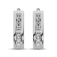 Thumbnail for 10K White Gold 1/2 Ct.Wt. Diamond Hoop Earrings