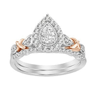 Thumbnail for LADIES BRIDAL RING SET 1/2 CT ROUND/PEAR DIAMOND 14K TT WHITE & ROSE GOLD