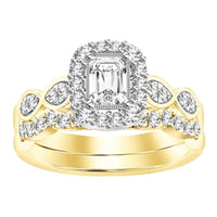 Thumbnail for LADIES BRIDAL RING SET 1 CT ROUND/EMERALD DIAMOND 14K YELLOW GOLD