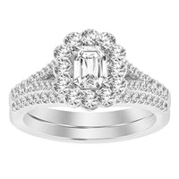 Thumbnail for LADIES BRIDAL RING SET 1 CT ROUND/EMERALD DIAMOND 14K WHITE GOLD