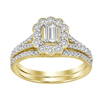 Thumbnail for LADIES BRIDAL RING SET 1 CT ROUND/EMERALD DIAMOND 14K YELLOW GOLD