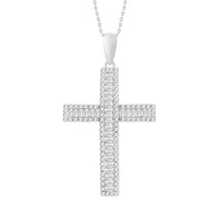 Thumbnail for LADIES PENDANT 1/2 CT ROUND/BAGUETTE DIAMOND 10K WHITE GOLD (CHAIN NOT INCLUDED)