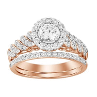 Thumbnail for LADIES BRIDAL RING SET 1 CT ROUND DIAMOND 14K ROSE GOLD
