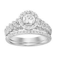 Thumbnail for LADIES BRIDAL RING SET 1 CT ROUND DIAMOND 14K WHITE GOLD