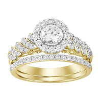Thumbnail for LADIES BRIDAL RING SET 1 CT ROUND DIAMOND 14K YELLOW GOLD