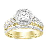 Thumbnail for LADIES BRIDAL RING SET 1 CT ROUND/PRINCESS DIAMOND 14K YELLOW GOLD