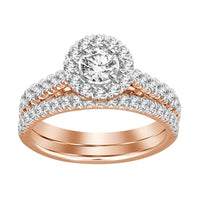 Thumbnail for LADIES BRIDAL RING SET 1 CT ROUND DIAMOND 14K ROSE GOLD