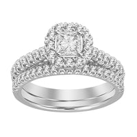 Thumbnail for LADIES BRIDAL RING SET 1 CT ROUND/PRINCESS DIAMOND 14K WHITE GOLD