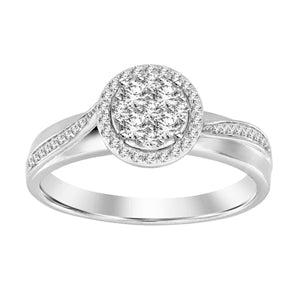 LADIES RING 1/4 CT ROUND DIAMOND 10K WHITE GOLD