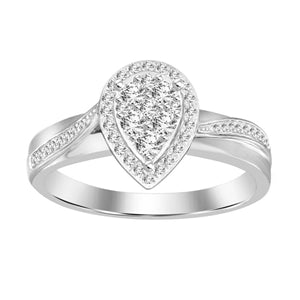 LADIES RING 1/4 CT ROUND DIAMOND 10K WHITE GOLD