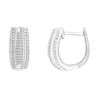 Thumbnail for LADIES HOOP  EARRING 1/2 CT ROUND/BAGUETTE DIAMOND 10K WHITE GOLD