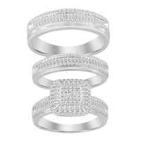 Thumbnail for LADIES TRIO SET 1 CT ROUND/BAGUETTE DIAMOND 10K WHITE GOLD