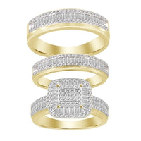 Thumbnail for LADIES TRIO SET 1 CT ROUND/BAGUETTE DIAMOND 10K YELLOW GOLD