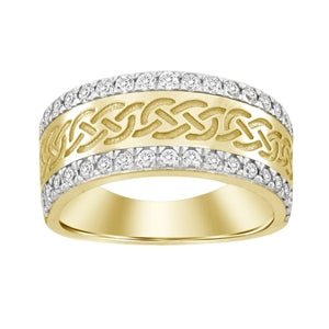 MEN'S BAND 1 CT ROUND DIAMOND 14K YELLOW GOLD