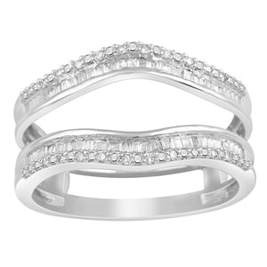 LADIES WRAPS & ENHANCERS 1/4 CT ROUND/BAGUETTE DIAMOND 10K WHITE GOLD