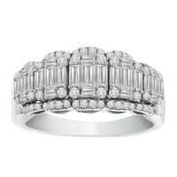 Thumbnail for LADIES DIAMOND RING 1 CT ROUND/BAGUETTE DIAMOND 10K WHITE GOLD