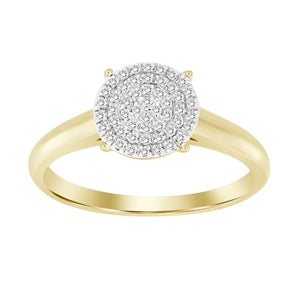 LADIES ENGAGEMENT RING 1/10 CT ROUND DIAMOND 10K YELLOW  GOLD