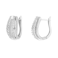 Thumbnail for LADIES HOOP  EARRING 1 CT ROUND/BAGUETTE DIAMOND 10K WHITE GOLD