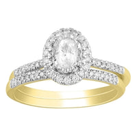 Thumbnail for LADIES BRIDAL RING SET 5/8 CT ROUND/OVAL DIAMOND 14K YELLOW GOLD