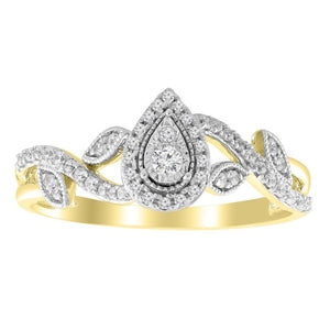 LADIES ENGAGEMENT RING 1/4 CT ROUND DIAMOND 10K YELLOW GOLD
