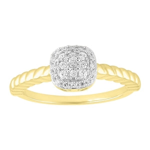 LADIES ENGAGEMENT RING 1/6 CT ROUND DIAMOND 10K YELLOW GOLD