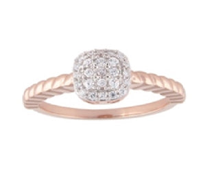 LADIES ENGAGEMENT RING 1/6 CT ROUND DIAMOND 10K ROSE GOLD