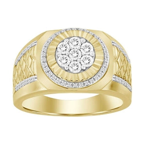 MEN'S RING 1/2 CT ROUND DIAMOND 10K YELLOW GOLD