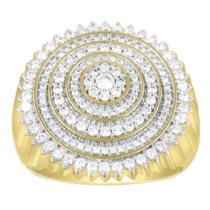 MEN'S RING 1 CT ROUND DIAMOND 14K YELLOW GOLD