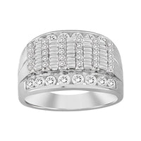 Thumbnail for MEN'S RING 2 CT ROUND/BAGUETTE DIAMOND 10K WHITE GOLD