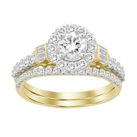 Thumbnail for LADIES BRIDAL RING SET 1 CT ROUND/BAGUETTE DIAMOND 14K YELLOW GOLD