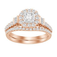 Thumbnail for LADIES BRIDAL RING SET 1 CT ROUND/PRINCESS/BAGUETTE DIAMOND 14K ROSE GOLD