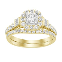 Thumbnail for LADIES BRIDAL RING SET 1 CT ROUND/PRINCESS/BAGUETTE DIAMOND 14K YELLOW GOLD