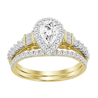 Thumbnail for LADIES BRIDAL RING SET 1 CT ROUND/PEAR/BAGUETTE DIAMOND 14K YELLOW GOLD