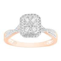 Thumbnail for LADIES ENGAGEMENT RING 1/4 CT ROUND/BAGUETTE DIAMOND 10K ROSE GOLD