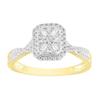 Thumbnail for LADIES ENGAGEMENT RING 1/4 CT ROUND/BAGUETTE DIAMOND 10K YELLOW GOLD