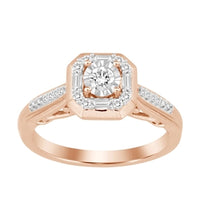 Thumbnail for LADIES ENGAGEMENT RING 1/4 CT ROUND/BAGUETTE DIAMOND 10K ROSE GOLD