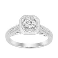 Thumbnail for LADIES ENGAGEMENT RING 1/4 CT ROUND/BAGUETTE DIAMOND 10K WHITE GOLD