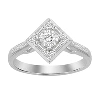 Thumbnail for LADIES ENGAGEMENT RING 1/4 CT ROUND/BAGUETTE DIAMOND 10K WHITE GOLD