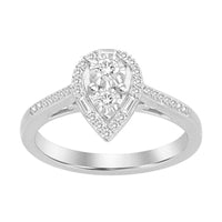 Thumbnail for LADIES ENGAGEMENT RING 1/4 CT ROUND/BAGUETTE DIAMOND 10K WHITE GOLD