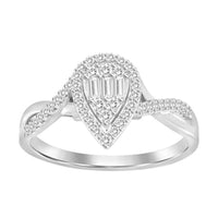 Thumbnail for LADIES ENGAGEMENT RING 1/4 CT ROUND/BAGUETTE DIAMOND 10K WHITE GOLD