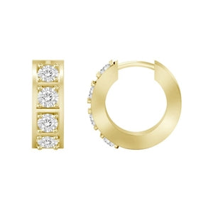 MEN'S HOOP 1/4 CT ROUND DIAMOND 10K YELLOW GOLD