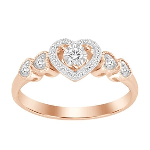 LADIES ENGAGEMENT RING 1/6 CT ROUND DIAMOND 10K ROSE GOLD